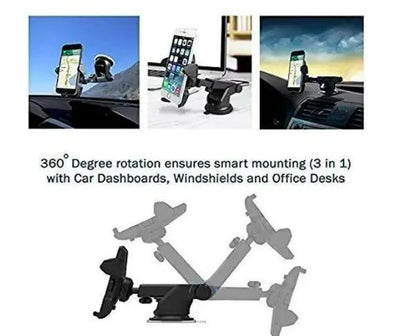 Pros Car Mobile Holder For Dashboard Black
